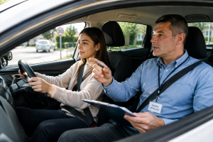 Driving Lesson with a Helpful Instructor